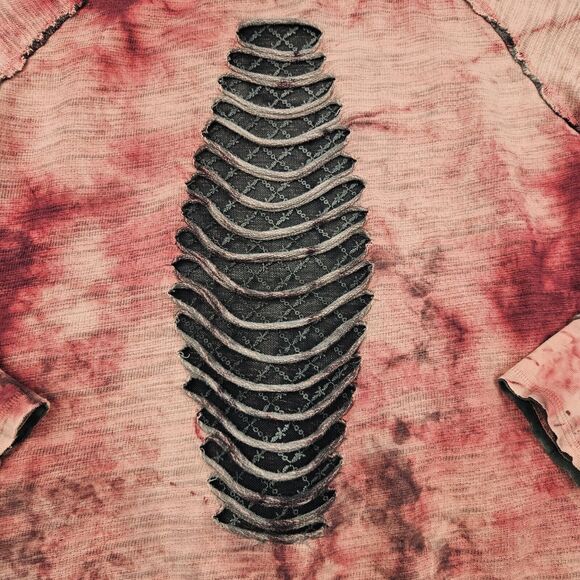 Affliction Live Fast Hoodie Women's M Rhinestone Cut-Out Red/Pink Pullover Y2K - Picture 5 of 10